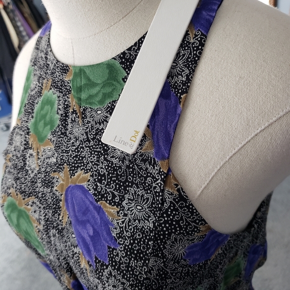 Revolve Line & Dot Dark Floral Crepe High Slit Maximalist Maxi Event Date Dress - Picture 8 of 13